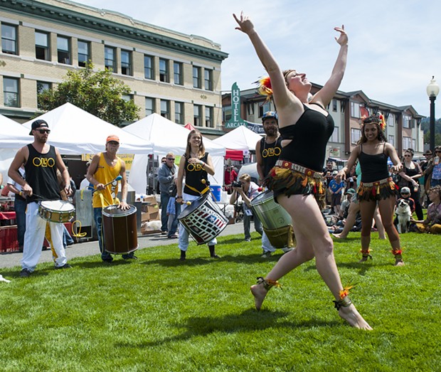 Drummers and dancers from Olio Music and Dance Collective entertain the crowd. - MARK MCKENNA