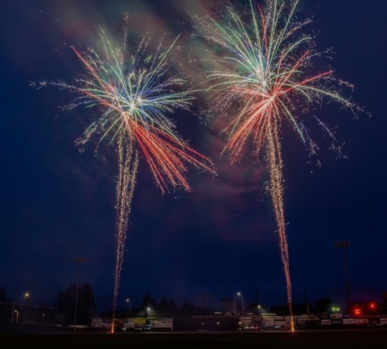 Fireworks light up the sky on Saturday night. - SUBMITTED