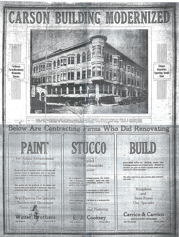 A 1924 advertisement touting the modernization of the Carson Block building. - BOB LIBERSHAL
