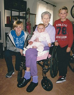 Jeannie Newstrom with her grandchildren and great grandchild. - COURTESY OF SHARON CROSSLAND
