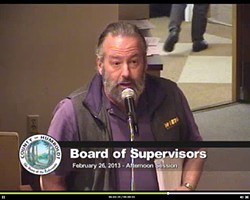 Screenshot of Lee Ulansey addressing the Board of Supervisors at a past meeting.