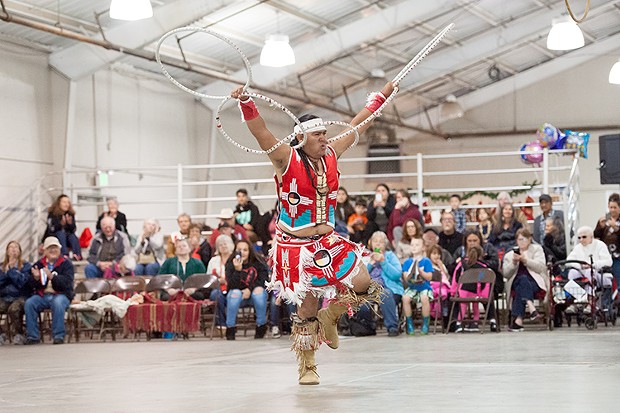 Sage Andrew Romero, of Pine Valley performs the Hoop Dance. - PHOTO BY MARK MCKENNA
