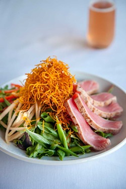 Seared ahi tuna salad. - PHOTO BY AMY KUMLER. STYLING BY LYNN LEISHMAN.
