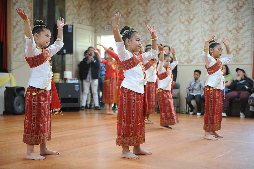 The youngest members of the Humboldt County Lao Dancers perform traditional dance. - PHOTO BY MARK MCKENNA