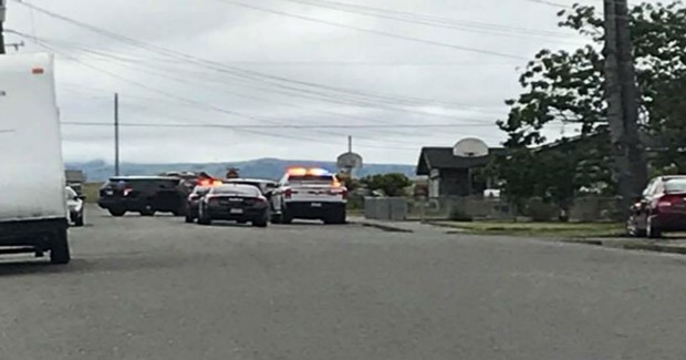Law enforcement on Penn Street in Fortuna at a standoff. - PHOTO BY RAQUEL THURMAN