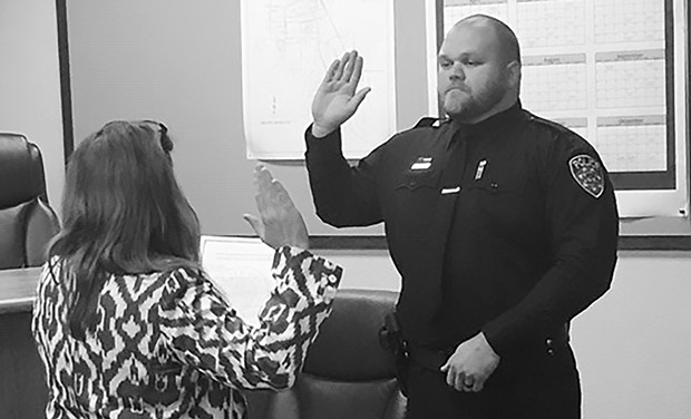 Jacob Jones is sworn in as a Willits police officer June 12.