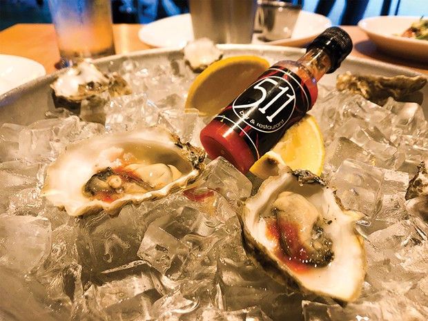 Oysters and housemade hot sauce.