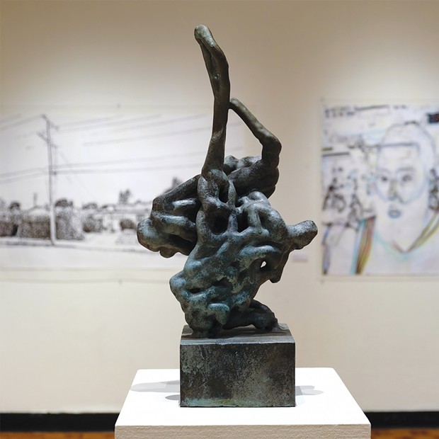 Funke's cast bronze "Swish" sculpture (2019).