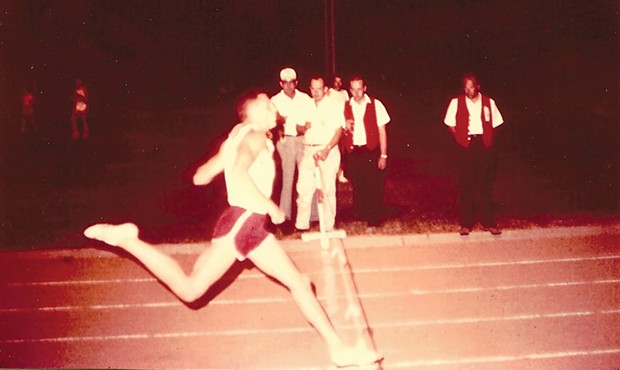 Bob Talmadge outrunning college athletes in Redding in 1965, just after graduating high school.
