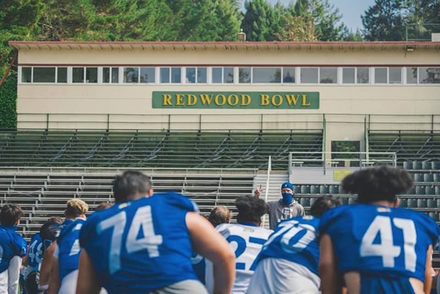 The San Jose State University Spartans hold their first practice in Humboldt State University's Redwood Bowl.