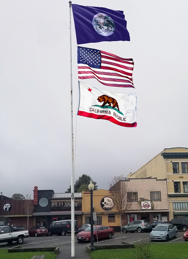 The plaza flags as Dave Meserve would like to see them fly.