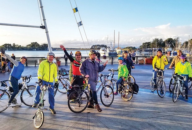 The bicycling group Bike Party Humboldt out on Eureka's Waterfront.