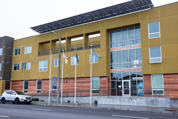 Built in 2019, Bayview Heights includes 50 units, split evenly between veterans and recently homeless people being housed through a Housing First model.