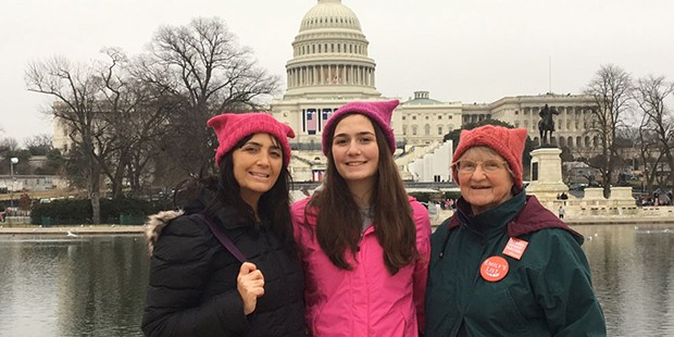 Peri Escarda with her 18-year-old daughter and 80-year-old mother at the Women's March on Washington.