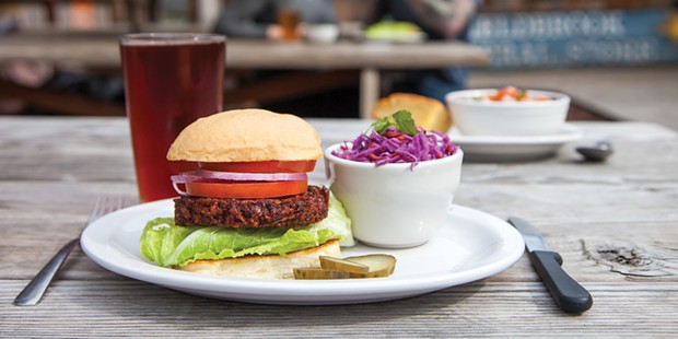 The Red Root veggie burger and asian slaw.