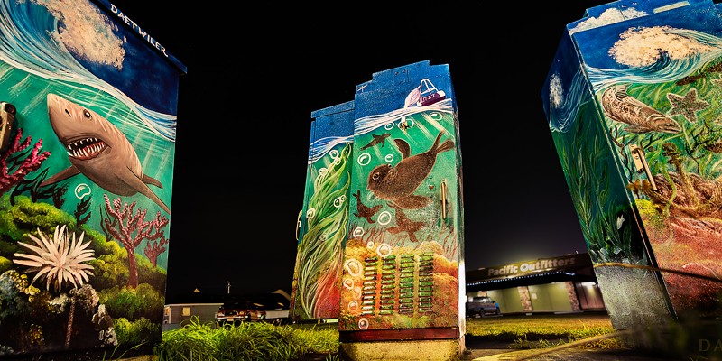 North Coast Night Lights: Art Utility Boxes of Eureka: Marine Life Triptych