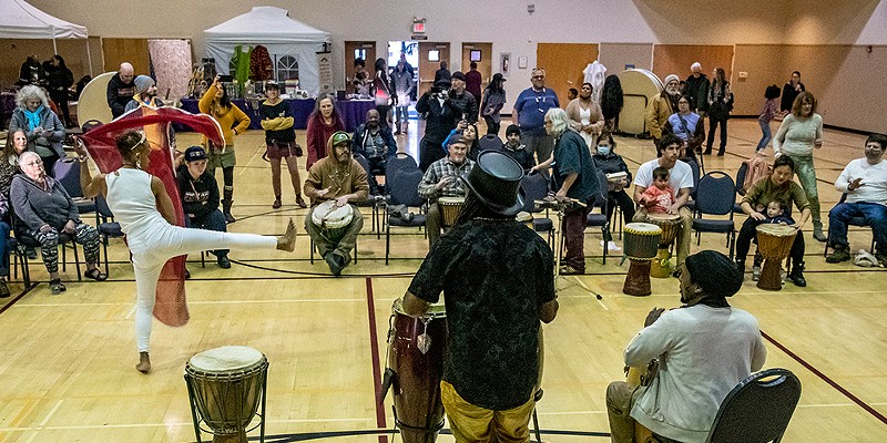 Through Mark Larson's Lens January &ndash; Drumming and dancing are featured as part of the Martin Luther King, Jr. Celebration at the Arcata Community Center. Photo by Mark Larson