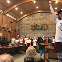 Protestors disrupt Wednesday's Arcata City Council meeting.