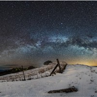 The Milky Way above a snowy landscape outside of Kneeland, California, early on the morning of Feb. 21, 2018.