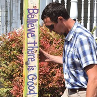 Fortuna Parks and Recreation Director Cameron Mull checks out the city's new pole.