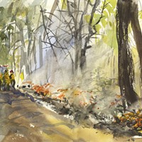 Art by Laurie Wigham captures a controlled burn.