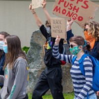 Protesters march through McKinleyville.