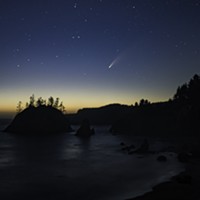 The NEOWISE comet captured above Trinidad Head.