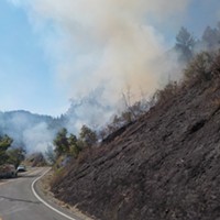 The fire burns near State Route 96 earlier this week.