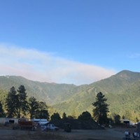 View from the fire base camp in Orleans of the smoke from the complex.