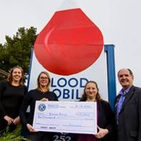 (From left to right) Tiffany Armstrong, director of donor services, Kate Witthaus, CEO, Northern California Community Blood Bank, Heather Ponsano and John Friedenbach of Kiwanis of Henderson Center.