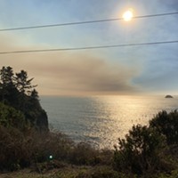 A view of the smoke plume from Scenic Drive in Trinidad.
