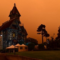 The Ingomar Club takes on a foreboding look amid wildfire smoke on Sept. 9.