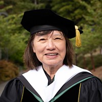 Dr. Betty Kwan Chinn after receiving an honorary Doctorate of Humane Letters from Cal Poly Humboldt.