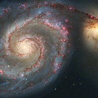 Three views of the Whirlpool Galaxy: Parson's 1848 sketch; the author's view from Old Town Eureka (using "stacking" photo technique); a Hubble telescope view via NASA/ESA.