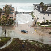 The aftermath of an ocean surge in Imperial Beach in March, 2020. Rising seas boost tides and imperil the city's coastline.