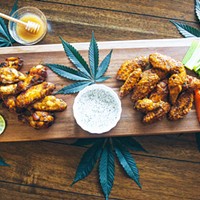 Honey-lime chipotle and Buffalo wings sticky with cannabis-infused sauce.