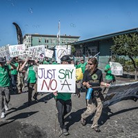 Opponents of Measure A march through Eureka during Cannifest in September.