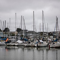 Fishing boats are docked in Humboldt Bay in Eureka. Ocean waters 20 miles off this coast have been leased to energy companies for offshore wind platforms.