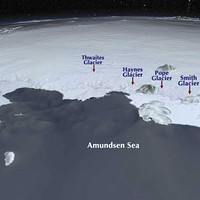 The Amundsen sea embayment is the Achilles' heel of West Antarctica, where warm water is increasingly seeping under ice shelves. The Smith glacier lost 1,000-1,500 feet of ice from its underbelly between 2002 and 2009.