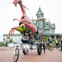 The majestic Kinetic Kootie rides again with the Carson Mansion as backdrop.
