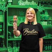 Humboldt's Best Budtender Savannah Snow toasting with Synergy Gummies, winner of Best Local Cannabis Product.