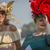 Heather Bellinger and Paulette Hanson looking blooming lovely on Ladies Hat Day.