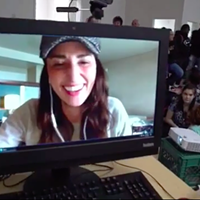 Sara Bareilles chats with Eureka High School students on Skype.