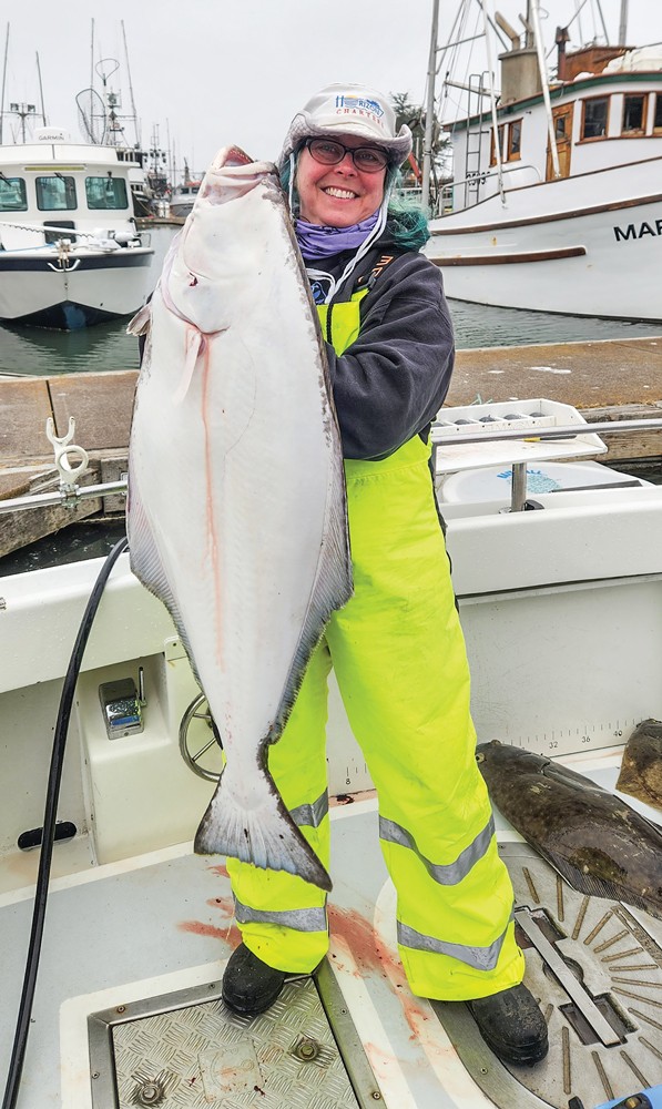 Eureka resident Brandi Easter landed a nice Pacific halibut Monday while fishing aboard Reel Steel.