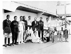 COURTESY OF THE CLARKE HISTORICAL MUSEUM - Elta Cartwright is sitting up front on the right, near bicycle.