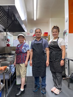 PHOTO BY ALLIE HOSTLER - Soobihn Manyphanh, PhayBoun "Bill" Phommasinh and owner Khemphik "Kim" Pravong at Lily's Thai Kitchen in Willow Creek.