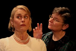 Natasha White, left, and Peggy Metzger, right, in Redwood Curtain Theatre's production of Hurricane Diane.