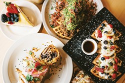 PHOTO BY AOIFE MOLONEY - Masa-mochi waffles (gluten-free) with berries and whipped cream.