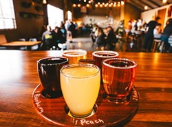 PHOTO BY AOIFE MOLONEY - A five-flavor sampler with blueberry, cherry, peach, Humboldt Blend and English-style ciders.