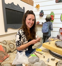 PHOTO BY LOUISA ROGERS - Lily Haas at work during North Coast Open Studios.